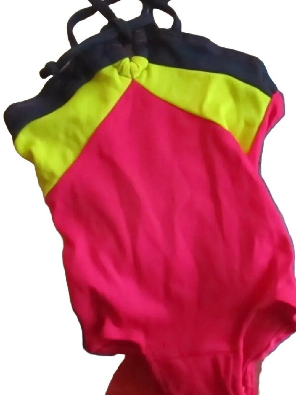 GIRLS Swimsuit 2 Vintage 1980's NYLON STRETCH COLORBLOCK swim suit CASTAWAYS new